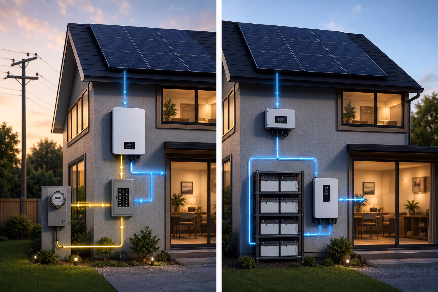Grid-Tied vs. Off-Grid Solar System Diagram