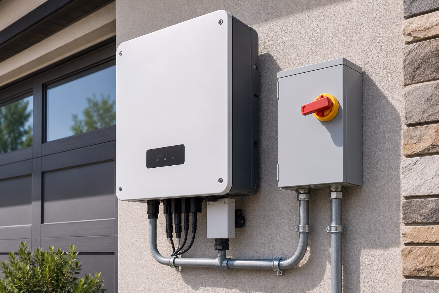 Labeled diagram of solar panel roof shutoff and disconnect switches